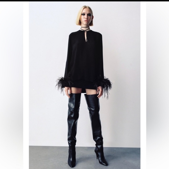 Zara Flowy Feather Blouse - Picture 3 of 10